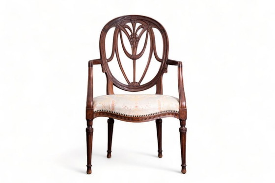 Image 1 of John Linnell A George III carved mahogany 'Prince of Wales feathers' armchair