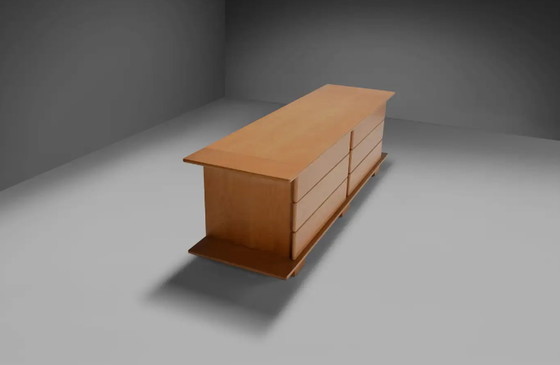 Image 1 of 1970s Italian Sideboard in Beech Veneer with Six Drawers