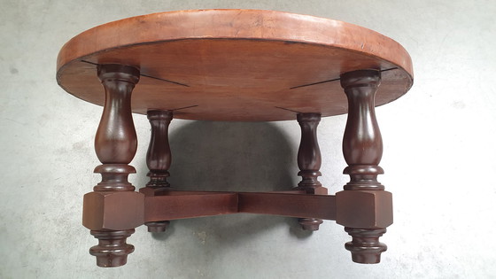 Image 1 of Table basse vintage Angel Pazmino en cuir cognac