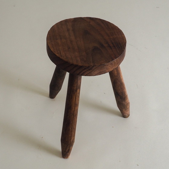 Image 1 of French Brutalist Tripod Stool