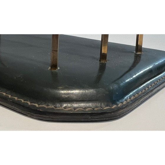 Image 1 of Portariviste vintage in pelle trapuntata, da cantina, Francia 1950