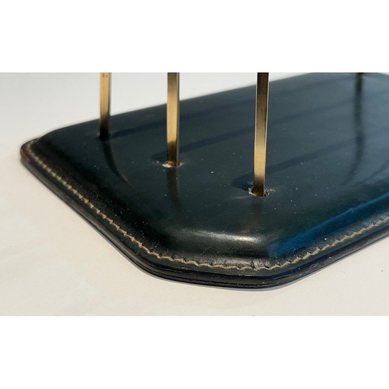 Image 1 of Portariviste vintage in pelle trapuntata, da cantina, Francia 1950