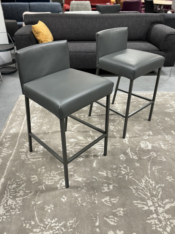 Image 1 of 2 Rolf Benz 651 Bar chairs gray leather