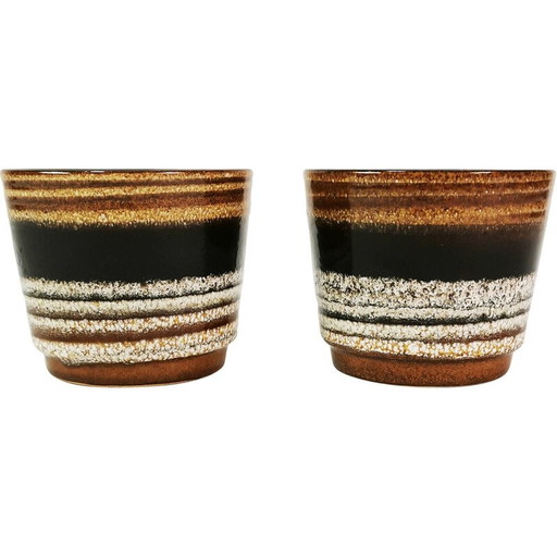 Pair of vintage ceramic flower pots by Scheurich, Germany 1960s