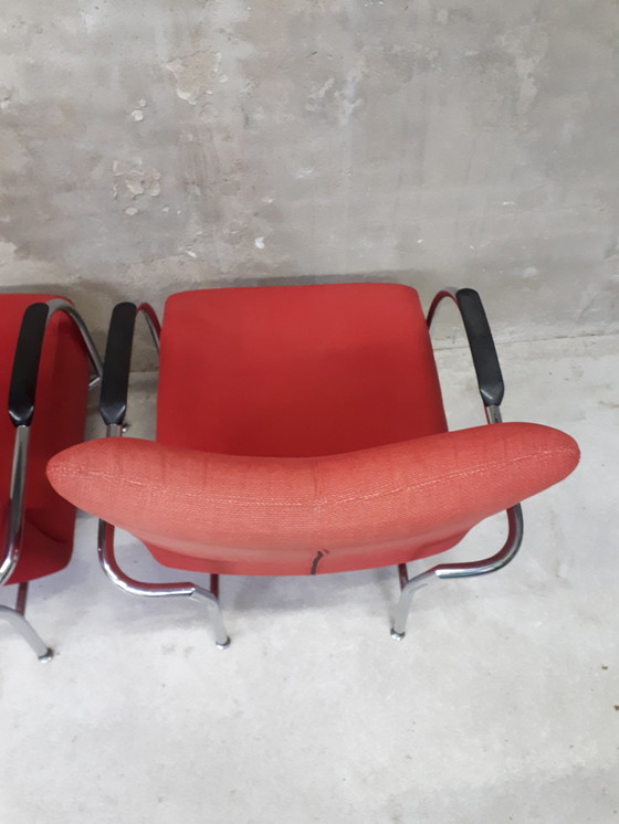 Image 1 of Set of 2 designer tubular frame armchairs