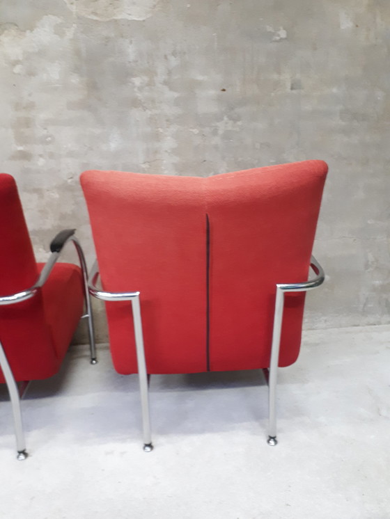 Image 1 of Set of 2 designer tubular frame armchairs