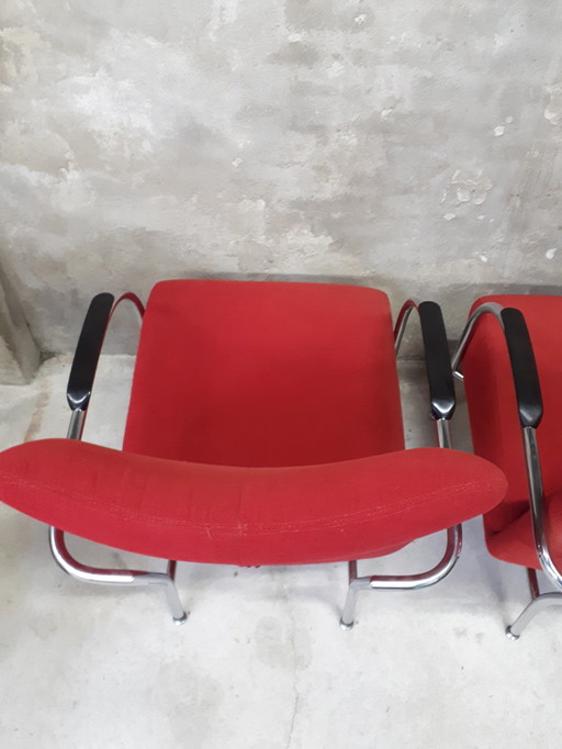 Set of 2 designer tubular frame armchairs