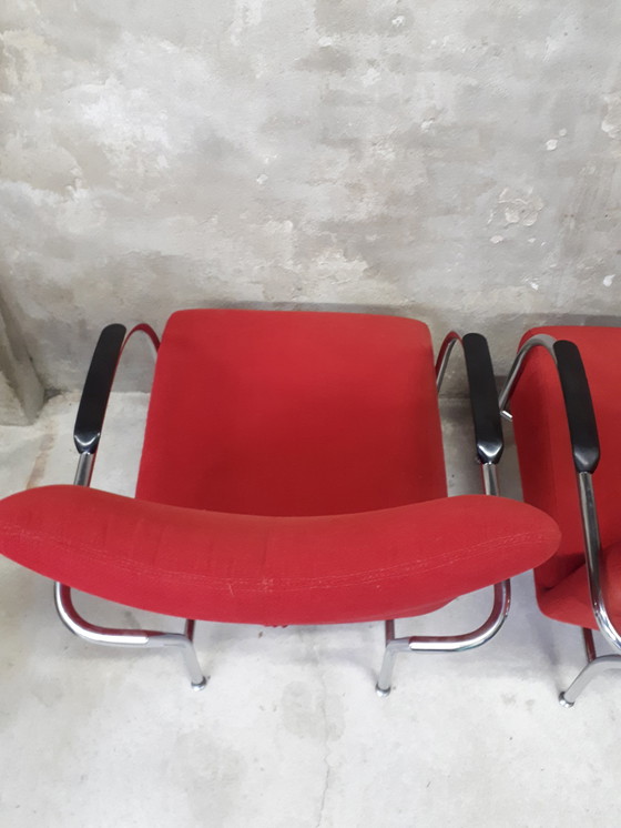 Image 1 of Set of 2 designer tubular frame armchairs