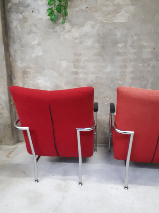 Image 1 of Set of 2 designer tubular frame armchairs