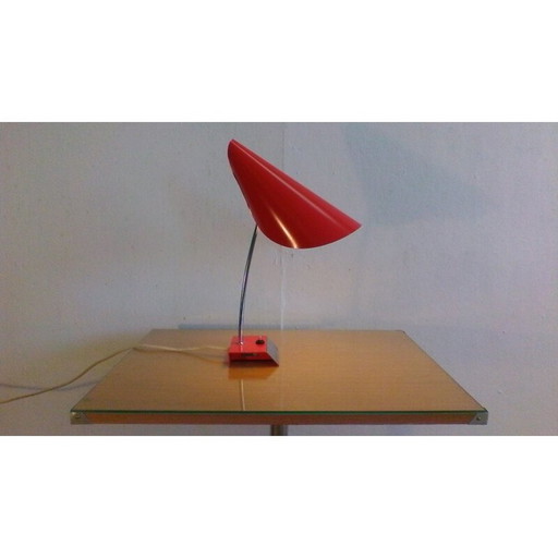 Lampada da tavolo rossa vintage di Josef Hurka - anni '50
