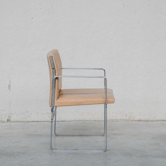 Image 1 of Set of 6 vintage "JH811" dining chairs in steel and leather by Hans J Wegner, Denmark 1950
