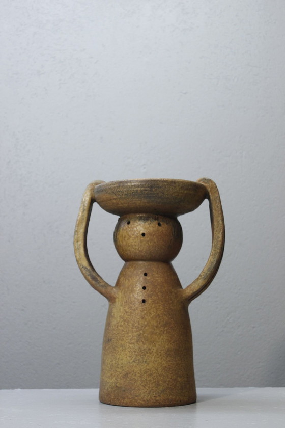 Image 1 of Large Stoneware Anthropomorphic Sculptural Plant Carrier Xxème