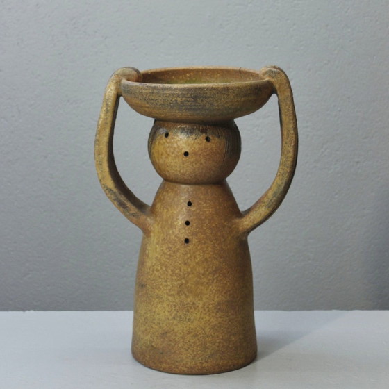 Image 1 of Large Stoneware Anthropomorphic Sculptural Plant Carrier Xxème