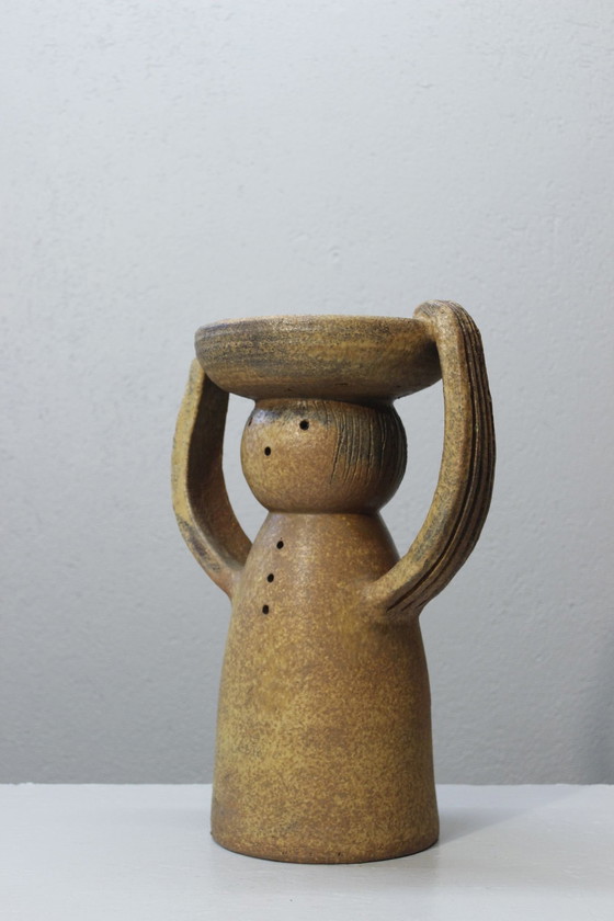 Image 1 of Large Stoneware Anthropomorphic Sculptural Plant Carrier Xxème