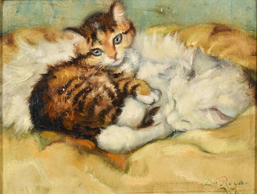 Ernestine Marie Tijdemans (1889-1967) - Mère chat avec chaton