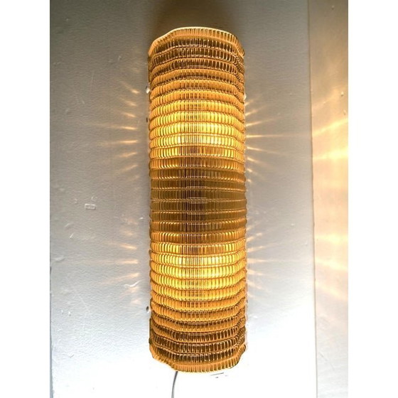 Image 1 of Set Of Two Contemporary Smoked Diamanted Rectangular Murano Glass Wall Sconces