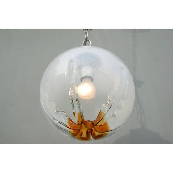 Image 1 of Vintage murano glass pendant lazmp "Mazzega Sphere", Italy 1970