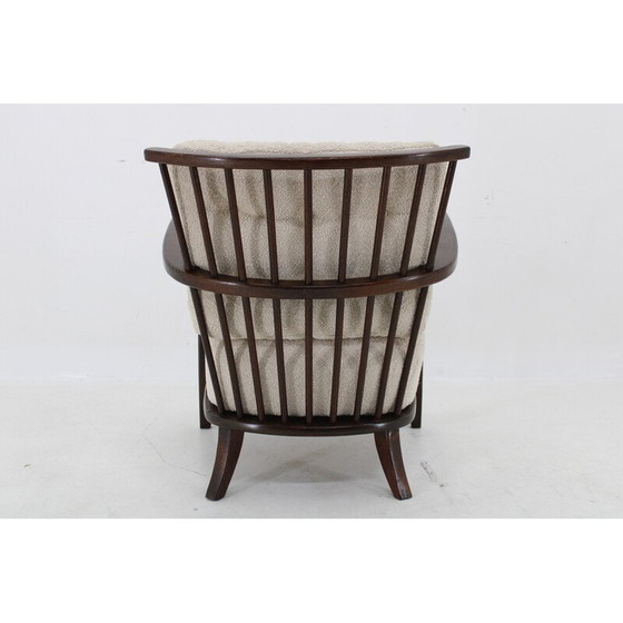 Image 1 of Vintage armchair in beech wood and Boucle fabric, Czechoslovakia 1950