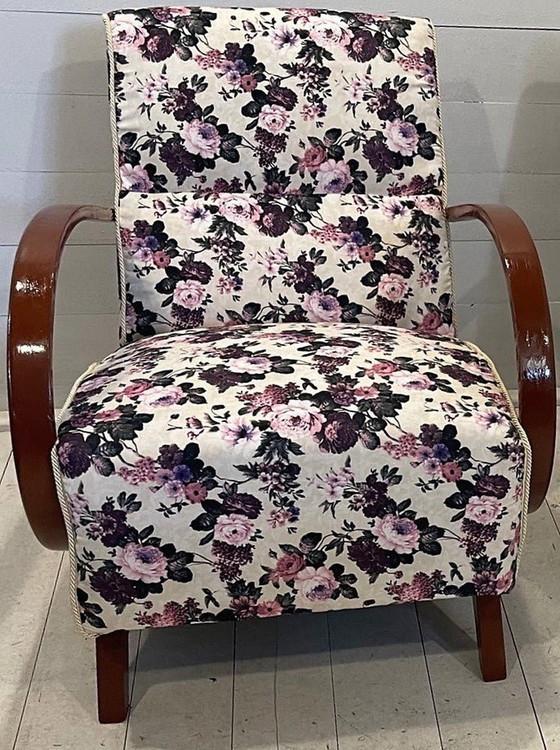 Image 1 of 2x Jindrich Halabala armchair - white flower