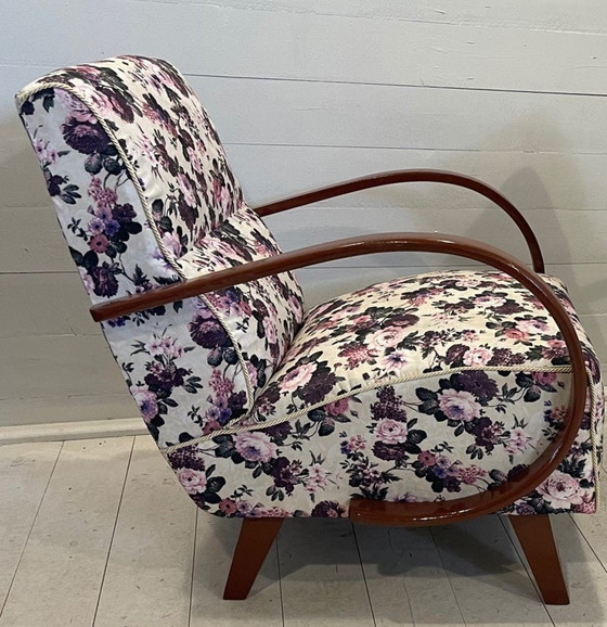 Image 1 of 2x fauteuil Jindrich Halabala - fleur blanche