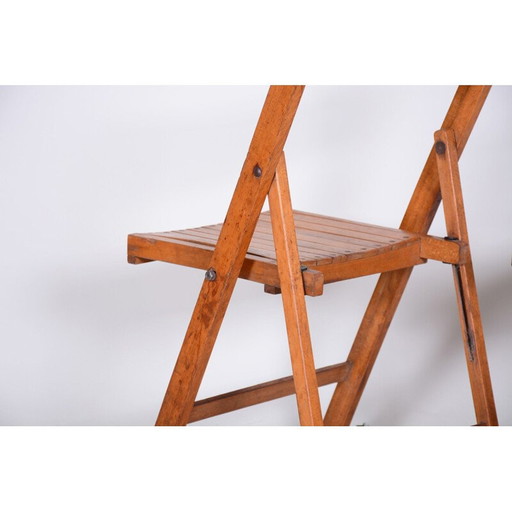Mid century beechwood dining chair, Czechia 1930s