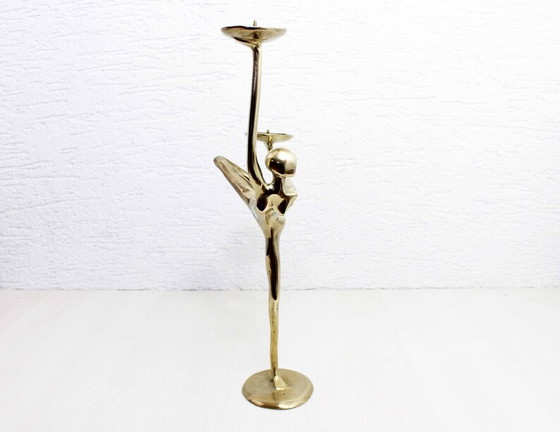 Image 1 of Chandelier moderniste en bronze ou en laiton 60 ans