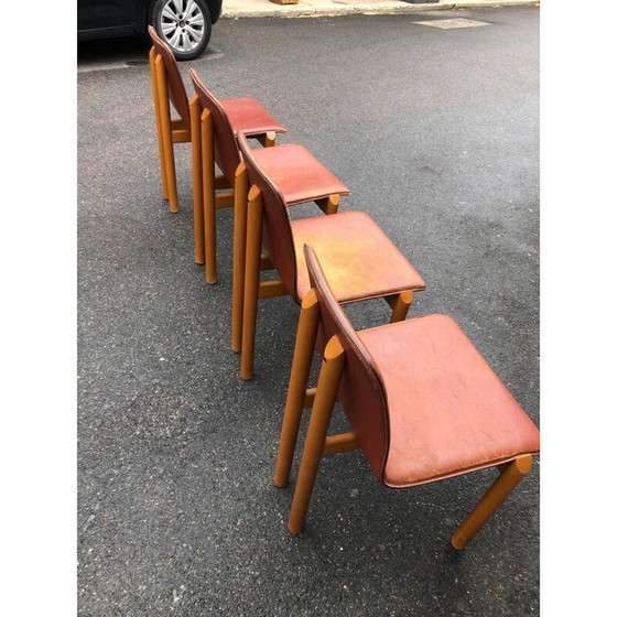 Image 1 of Set di 4 sedie vintage in pelle italiana 1970