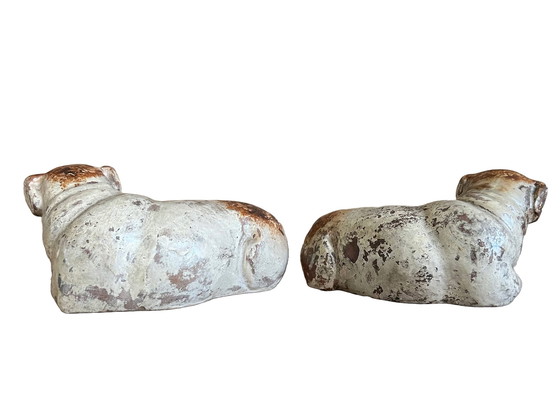 Image 1 of Set Of Two Rare Antique Bulldog Figurines