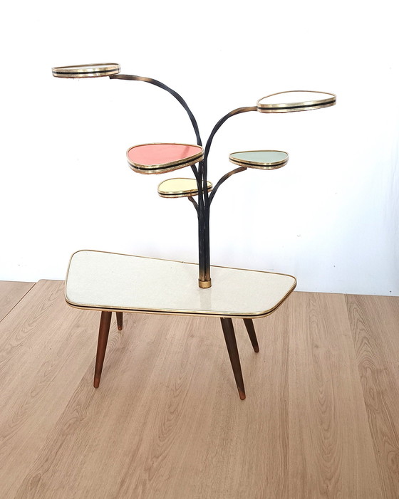 Image 1 of colorful fifties plant table with six tiers