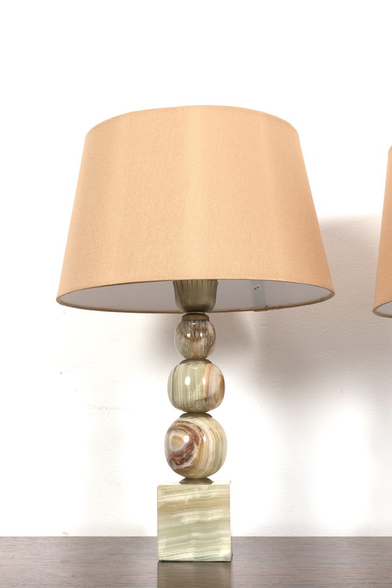 Image 1 of 2x onyx table lamps