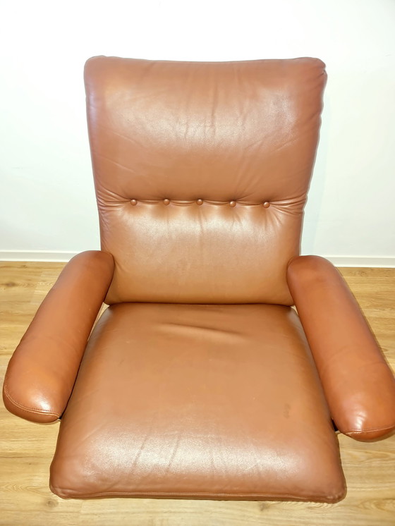 Image 1 of Mid - Century Esa Leather Armchair By Werner Langenfeld For Palma