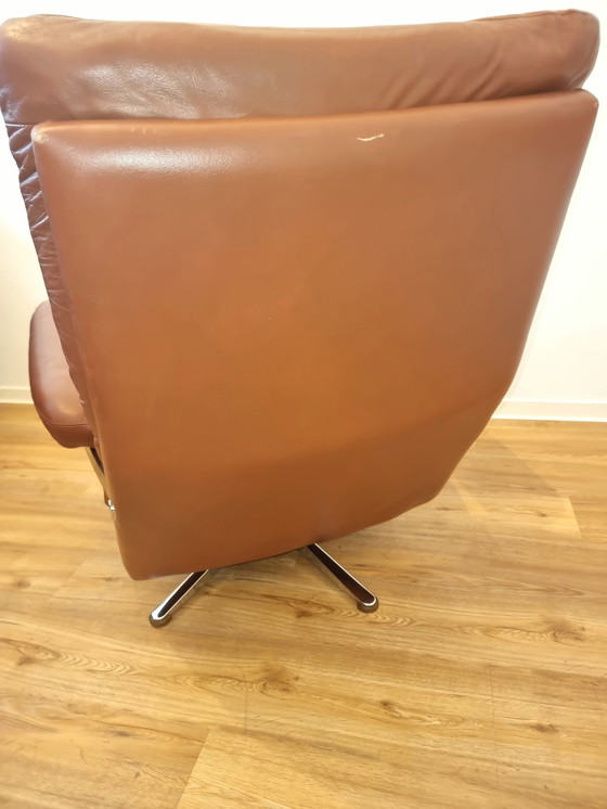 Image 1 of Mid - Century Esa Leather Armchair By Werner Langenfeld For Palma