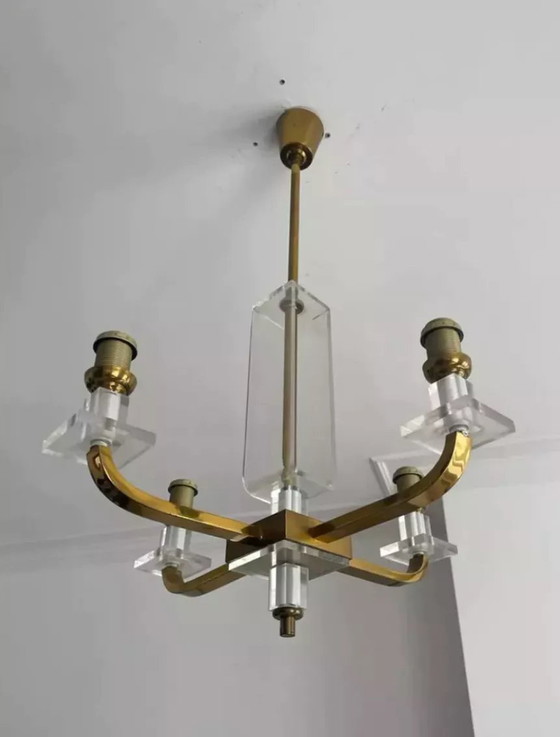 Image 1 of Brass Chandelier France 1970