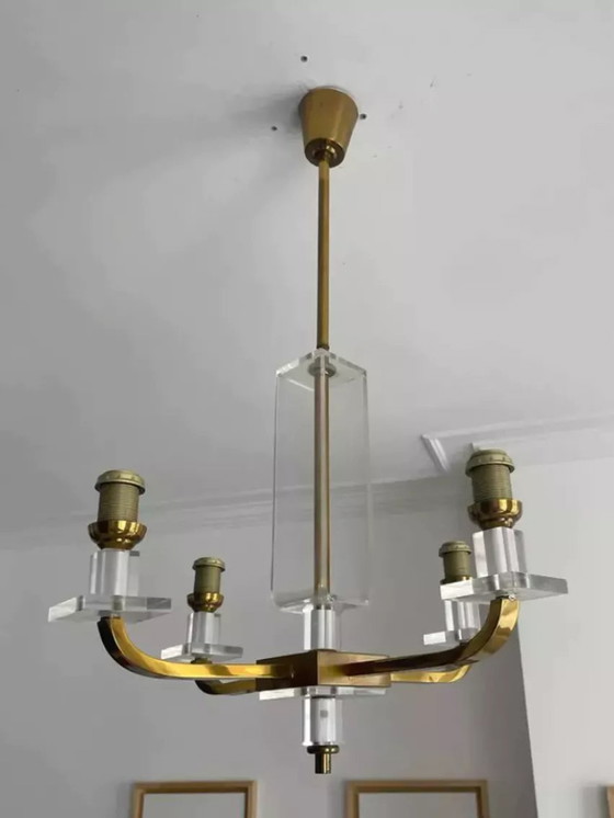 Image 1 of Brass Chandelier France 1970