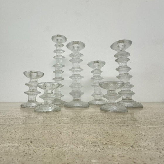 Image 1 of Set of 7 vintage candlestick by Timo Sarpaneva for IIttala, Finland 1970