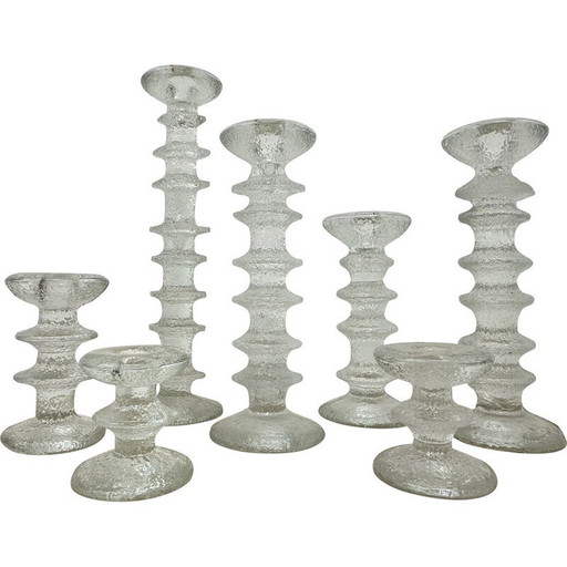 Set of 7 vintage candlestick by Timo Sarpaneva for IIttala, Finland 1970