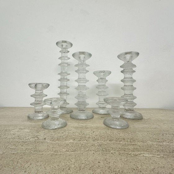 Image 1 of Set of 7 vintage candlestick by Timo Sarpaneva for IIttala, Finland 1970