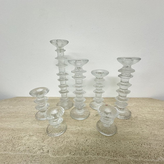 Image 1 of Set of 7 vintage candlestick by Timo Sarpaneva for IIttala, Finland 1970