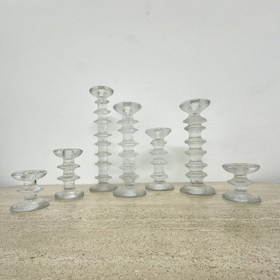 Image 1 of Set of 7 vintage candlestick by Timo Sarpaneva for IIttala, Finland 1970