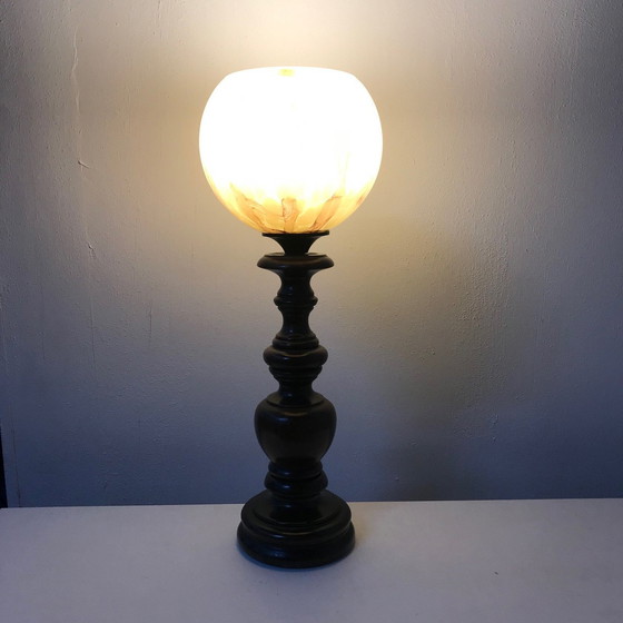 Image 1 of Lámpara de mesa con bola de cristal jaspeado