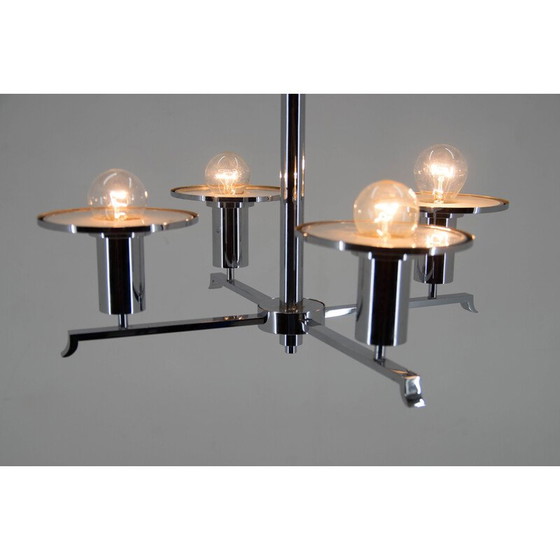 Image 1 of Vintage functionalist chandelier in chrome and glass, 1930s