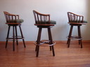 3x McGuire Vintage Rattan Barstools