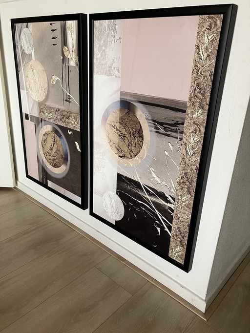 Abstract Diptych Poster With Wooden Frames