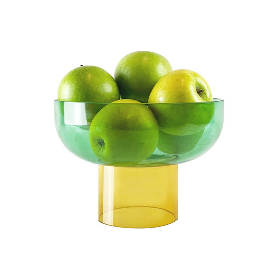 Image 1 of Cloudnola Tip Top Bowl / Fruitbowl Medium Green And Yellow