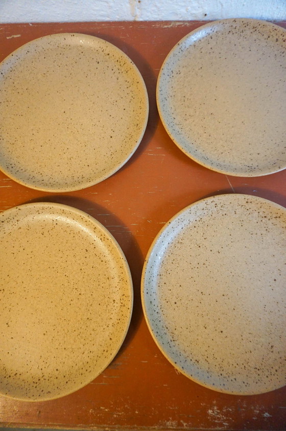 Image 1 of Set of 6 Grès light and speckled * Village earthenware dinner plates