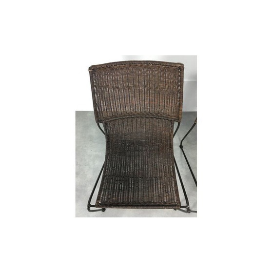 Image 1 of Pair of vintage rattan and steel wire armchairs by Frederick Weinberg