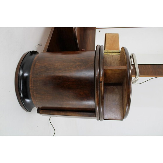 Image 1 of Vintage Art Deco walnut vanity unit with mirror, Czechoslovakia 1930