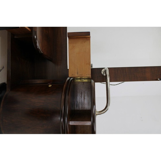 Image 1 of Vintage Art Deco walnut vanity unit with mirror, Czechoslovakia 1930
