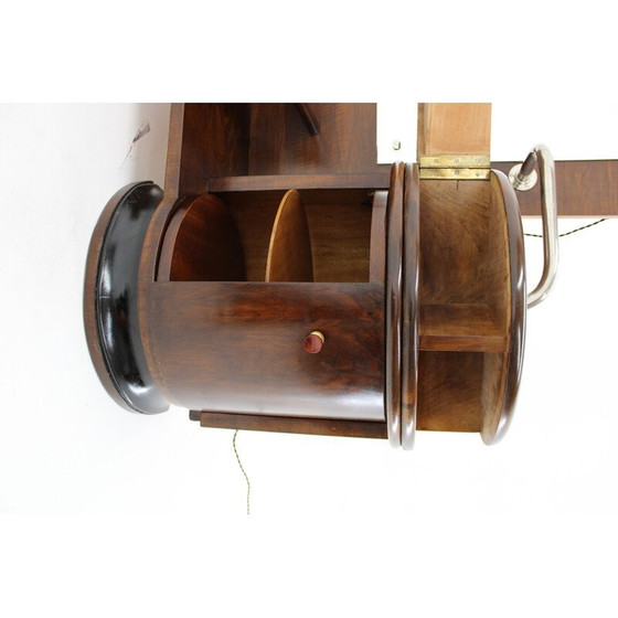 Image 1 of Vintage Art Deco walnut vanity unit with mirror, Czechoslovakia 1930
