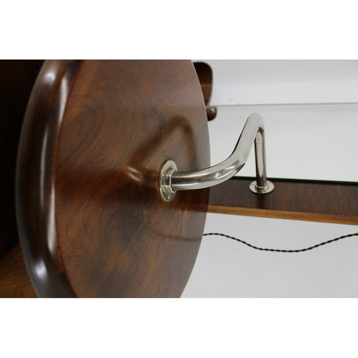 Vintage Art Deco walnut vanity unit with mirror, Czechoslovakia 1930